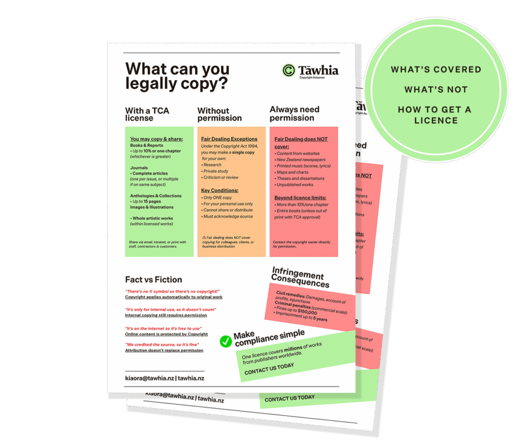 'What can you legally copy' Tāwhia branded graphic
